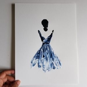 Acrylic painting, woman in a dress